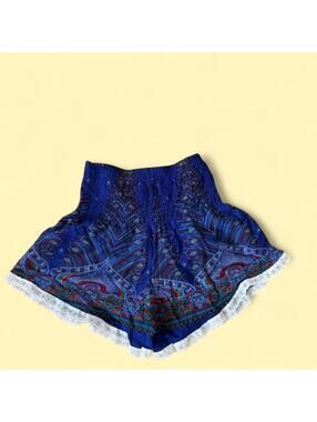 blue flowy shorts